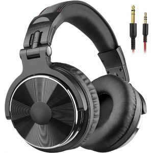 Over Ear Hoofdtelefoon Met Kabel - 50Mm Driver - Bass Sound - 6.35 & 3.5Mm Jack - Share Port - Gesloten DJ Koptelefoon Voor Studio - Podcast - Monitor - Mobiel - PC - MP3/4 (Pro-10 Zwart)