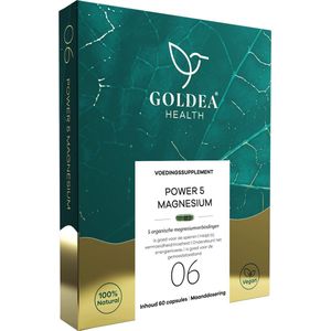 Goldea Health Power 5 Magnesium - Vegan - Voedingssupplement - 5 vormen van magnesium - 60 capsules - Maanddosering
