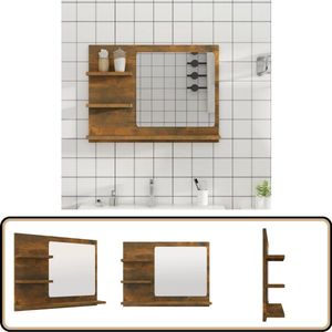 vidaXL Badkamerspiegel 60x10,5x45 cm bewerkt hout gerookt eikenkleurig