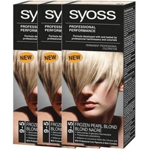Syoss - 9-5 Frozen Pearl Blond - Permanente haarverf - Haarkleuring - Voordeelverpakking - 3 stuks