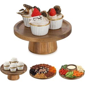 Taartstandaard Cupcake Stands Houten Display Vintage Rond - 19.3cm Bruiloft Middagthee - Verjaardagsfeest Kerst Baby Shower