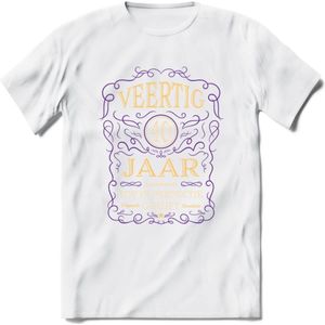 40 Jaar Legendarisch Gerijpt T-Shirt | Paars - Ivoor | Grappig Verjaardag en Feest Cadeau Shirt | Dames - Heren - Unisex | Tshirt Kleding Kado | - Wit - S