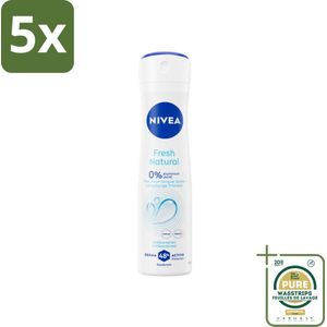 5 x NIVEA - Deodorant Spray - Frisse Natuur - Langdurige Frisheid - 150 ml - Grootverpakking - NIVEA Deodorant Spray - Fris Gevoel - 48 Uur Bescherming - Geur - Zweet