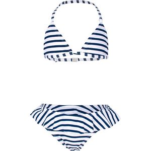 JUJA - Bikini voor meisjes - Stripy Ruches - Wit/Blauw - maat 110-116cm