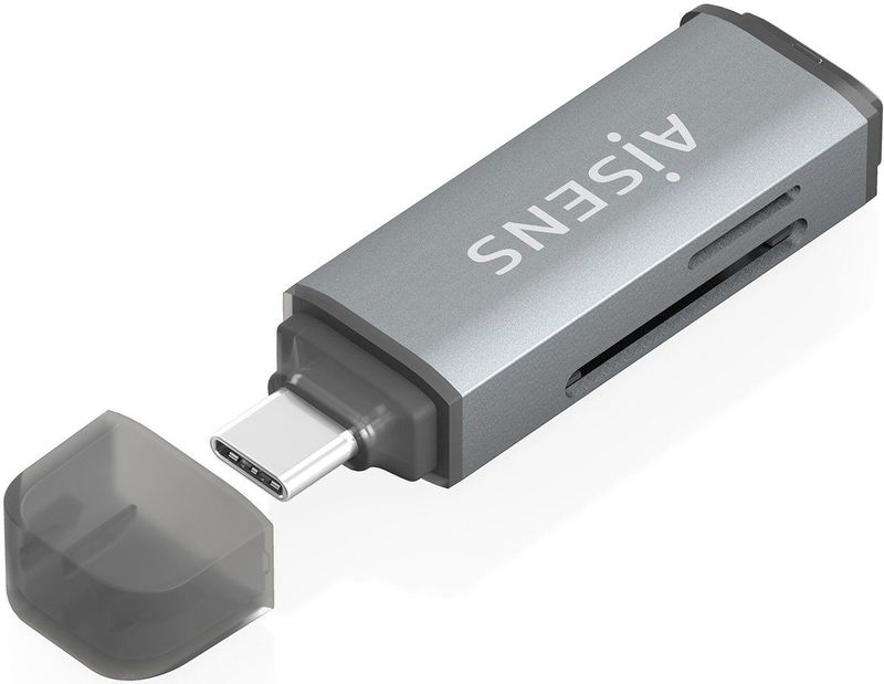 Aisens ASCR-2C10-GR - Geheugenkaartlezer - Grijs - USB 3.2 Gen 1 Type-C