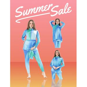Burkini, Boerkini, Islamitische badpak blauw-groen maat M