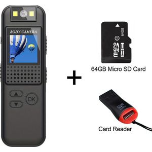 Bovista Bodycam - Politie - Chest Camera - Spy Camera - Spy Cam - Verborgen Camera - Spionage Camera - Action Camera - HD + 64GB Opslag