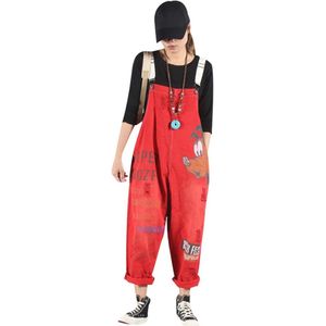 Dames Gedrukte Jeans Dungarees Mouwloze Playsuit Denim Jumpsuit Overalls