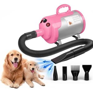 Thuys – Luxe Hondenfohn – Waterblazer Hond – Voor Honden – 4 Spuitmonden – Geruisloos – Vernieuwd Design – Roze