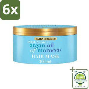 OGX - Argan Oil of Morocco - Haarmasker - Extra Sterk - Voor Beschadigd Haar - 300 ml - Voordeelverpakking - 6 stuks - Argan olie haar masker - Haarmasker droog haar