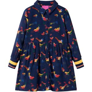 vidaXL - Kinderjurk - met - lange - mouwen - 92 - marineblauw