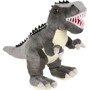 Pluche knuffel dinosaurus T-Rex grijs van 30 cm - Dino speelgoed knuffeldieren