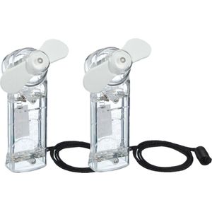 Cepewa Ventilator voor in je hand - 2x - Verkoeling in zomer - 10 cm - Wit - Klein zak formaat model