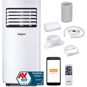 Medion P701 airconditioner (MD 37672) - koelen - ontvochtigen en ventileren - koelcapaciteit 7.000 BTU - koelmiddel R290 - max. 25m² - app en stembediening - incl. raamkit