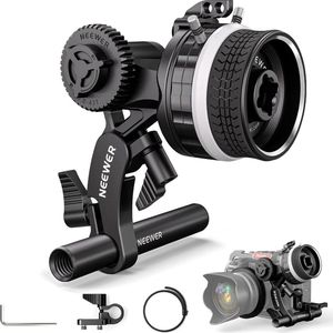 Mini Follow Focus met A/B-stops, Lenswiel, 15 mm Staaf en Staafklem voor Filmcamera, DSLR/Spiegelloze Camera, Compatibel met Lensdiameter tot 114 mm - X01NSK646