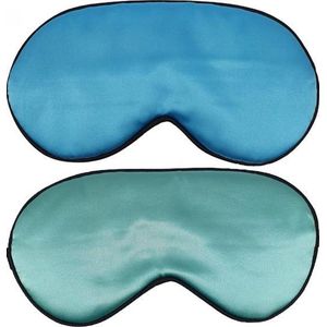 Slaapmaskers Extra Zacht Satijn - 2 Stuks -Licht Blauw & Turquoise - Thuis - Slaapmasker - Verduisterend - Onderweg - Vliegtuig - Festival - Slaapcomfort - oDaani
