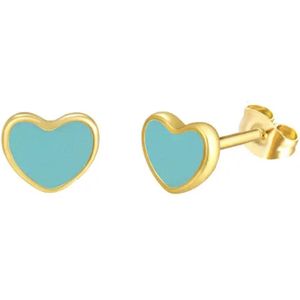 Kinder oorbellen - oorstekers meisje - goudkleurig - gold plated - hartjes oorbellen - blauwe oorbellen - oorknopjes - zilverkleurige meisjes oorbellen - cadeau voor meisje - Liefs Jade