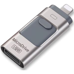 MicroDrive 4-in-1 Flash Drive – 64GB – iPhone, Android, USB-C & PC – Draagbare Opslag – Wachtwoordbeveiliging – Snelle Overdracht – Plug & Play - USB stick
