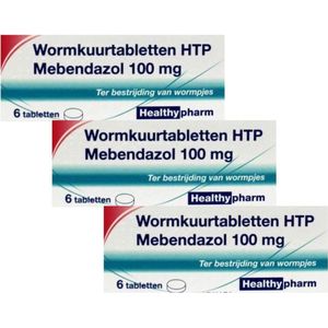 Healthypharm Wormkuurtabletten Mebendazol 100mg - 3 x 6 tabletten