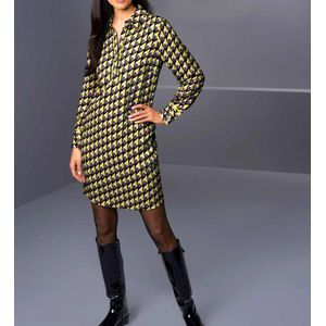 Rick Cardona Jurk met Designerprint, Zwart-Paars-Lile, Maat 36