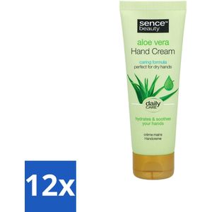 12 x Sence - Aloë Vera - Handcrème - Hydraterend - 75 ml - Aloë Vera Handcrème - Hydraterende Handcrème - Droge Handen - Gevoelige Handen - Handcrème Voor Dagelijks Gebruik
