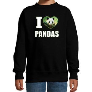 I love pandas sweater met dieren foto van een panda zwart voor kinderen - cadeau trui pandas liefhebber - kinderkleding / kleding 110/116