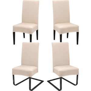 Stoelhoezen, set van 4 schommelstoelen, afneembaar, wasbaar, decoratie, stretch stoelhoezen voor eetkamer, bruiloft, hotel, keuken, feestdecoratie, ceremonie, beige