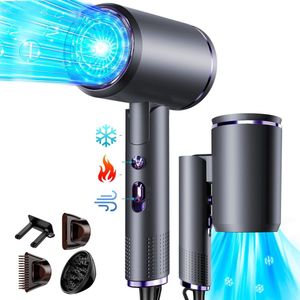 ibettertec - Föhn - Haardroger Ionen - Vouwbare - 2400 W - met 3 stylingmondstukken en 6 temperatuurinstellingen - opvouwbare haardroger - Grijs