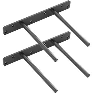 Plankbeugels - Zwart - 20 cm - Plankondersteuning - Onzichtbare Muurbeugel