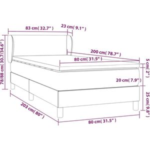 vidaXL - Boxspring - met - matras - stof - lichtgrijs - 80x200 - cm