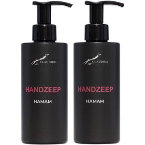 Handzeep Hamam 300 ml - met pomp - zwarte fles - set van 2 stuks