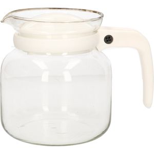 Glazen theepot met witte kunststof deksel 1 liter - Thee pot