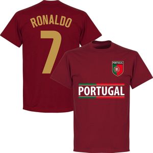 Portugal Ronaldo 7 Team T-Shirt - Bordeaux Rood - XXL