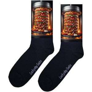 LuckyDay Socks - Donerrol sokken - Grappige Cadeaus voor Dames en Heren - Verjaardags cadeau vrouw en man - Vrolijke sokken - Valentijns cadeau - Grappige sokken - Leuke sokken - Leuke dames en heren sokken - Maat 37-44