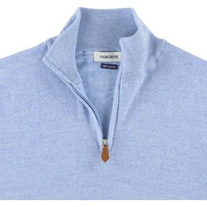 Osborne Knitwear Trui met halve rits - Merino wol - Azur - XL
