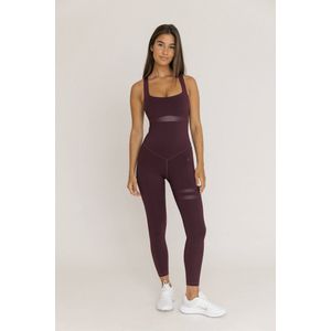 Topíssima Fitness Jumpsuit Nicole - Burgundy Donker Paars - Elegant Sportpak maat L met Buttshaper V-Snitt voor Fitness, Yoga, Barre, Pilates - yogakleding - sportkleding - SportPak met Elegante Rug - Comfortabele Gymsuit - Fitness Outfits voor Dames