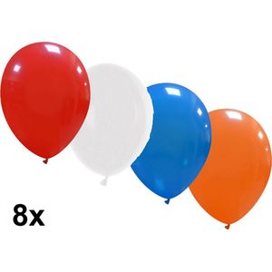 Nederland / Koningsdag ballonnenmix, 8 stuks, 30 cm