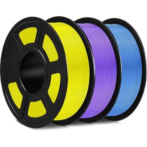 1.75mm PLA Filament Keurig Gewikkeld - Maatnauwkeurigheid +/- 0.02mm - 1KG Spoel - 3 Pack Geel Paars Blauwgrijs