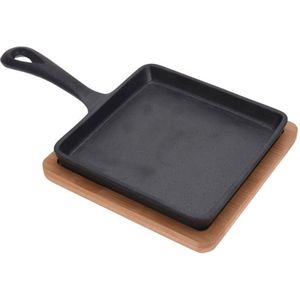 Oneiro’s Luxe Vierkant Tapas Pannetje - Gietijzer - 14 x 14 cm – koken – tafelen – keuken –overige pannen – inductie – gas – potten – pannen
