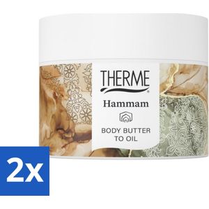 2 x Therme - Hammam - Bodybutter to Oil - Hydraterend - Verzorgend - 225gr - Lichaamsbalsem - Bodybutter - Olijf Olie - Argan Olie - Hydraterend