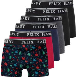 Felix Hardy Boxer - Boxershort Multipack 6 Pack - Onderbroek Mannen - Ondergoed - 95% Katoen Heren Zwart-Bordeaux - S