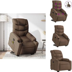 vidaXL Sta-op-massagefauteuil - Sta-op-massagefauteuils - Sta-op Fauteuil - Sta-op- En Ligstoel Verstelbaar - Sta-op-massagestoel verstelbaar stof bruin