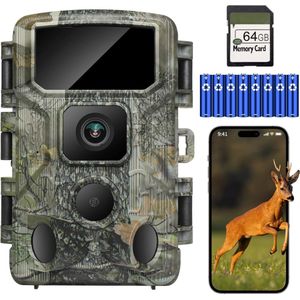 Equivera Wildcamera voor Buiten - Wildcamera met Nachtzicht - WiFi - Hoge Resolutie - Waterdicht - Wild Camera - Premium