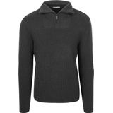 KnowledgeCotton Apparel 1/2 Neck Zip Merino Wool Rib Knit Merinotrui (Heren |grijs)
