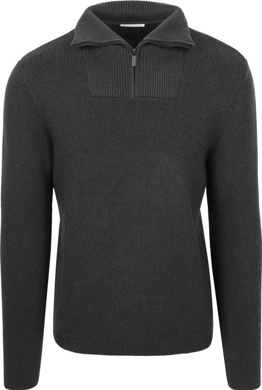 KnowledgeCotton Apparel 1/2 Neck Zip Merino Wool Rib Knit Merinotrui (Heren |grijs)