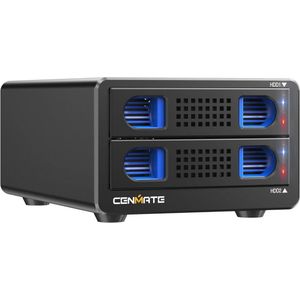 Aluminium harde-schijfbehuizing met dubbele sleuven en ventilatoren voor 2,5""/3,5"" SATA HDD/SSD met USB A/C 3.0