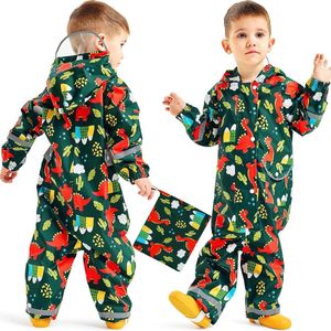 Allecto plus - Kinderregenjas Waterdichte regenoverall Meisjes Jongens Capuchon Regenjas Lichtgewicht Prints Regenpak Overalls 1-9 jaar Outdoor regenkleding voor school Wandelen met Leuke Ontwerpen
