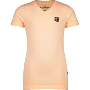 Basic T-Shirt V-Neck - Soft Neon Orange - Maat 140