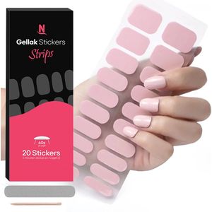 Nagelstad® Gellak Stickers - Gel Strips / Wrap Set - 20 Stuks + Houtje & Nagelvijl - Soft Pink