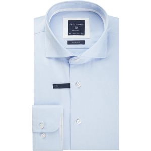 Profuomo slim fit overhemd - 2-ply twill - lichtblauw (contrast) - Strijkvrij - Boordmaat: 44